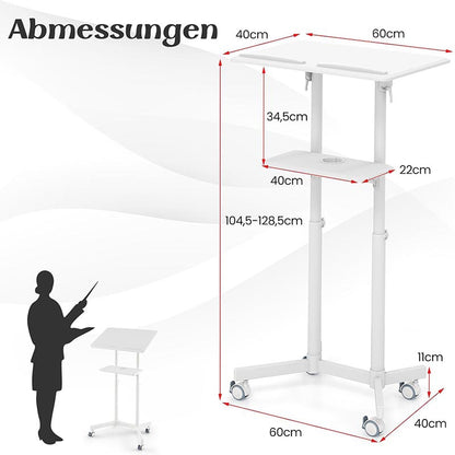 Mobiel Spreekgestoelte – Lectern – Presentatiemeubel – Podiumstatief – Prikbordstandaard – Verstelbare Hoogte – Kantelbare Tafelplaat