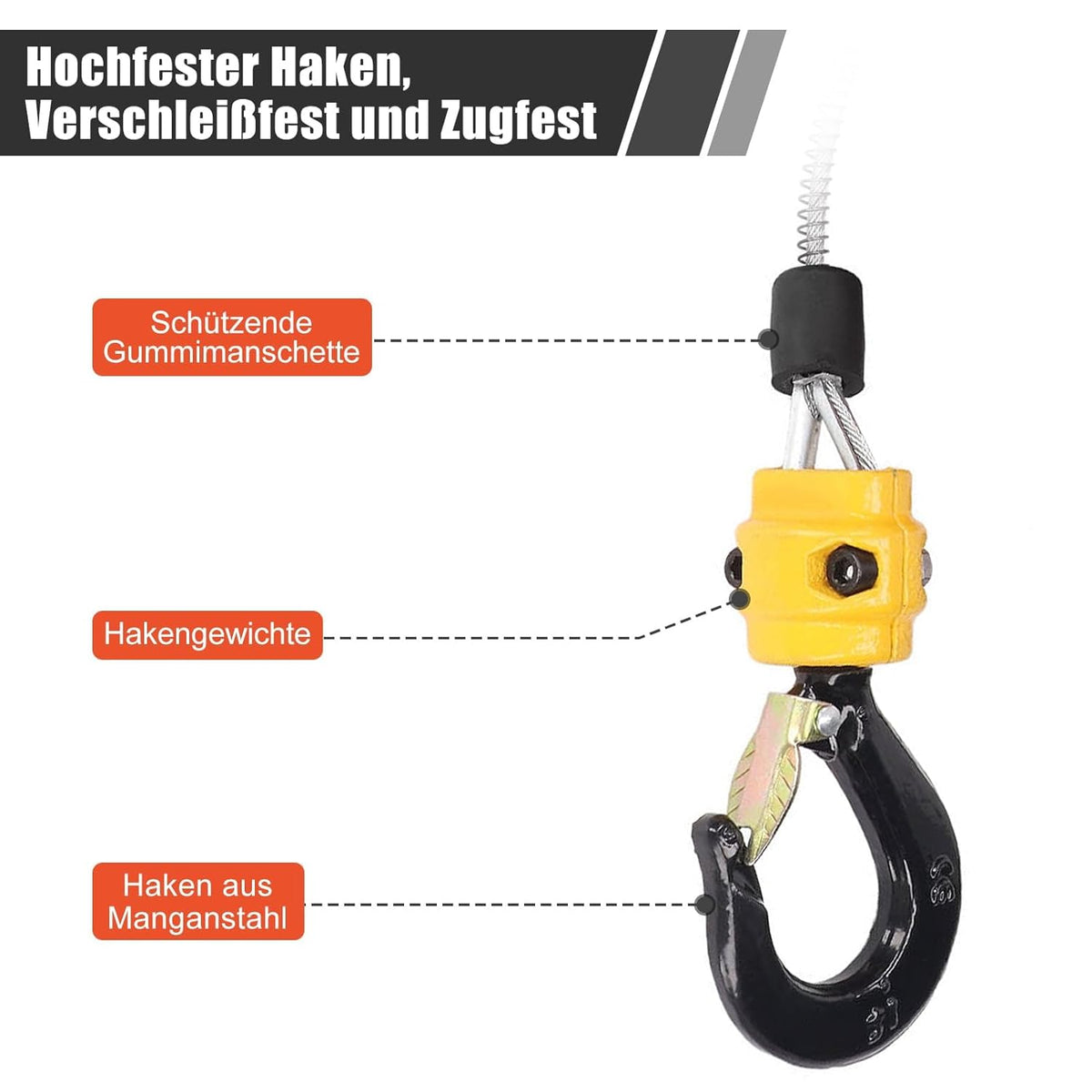 Elektrische Kabellier, 500 Kg Elektronische Kabeltakel met Draadloze Afstandsbediening, Overbelastingsbeveiliging, 7,6 M, Maximale Hefhoogte 1500 W (EU-stekker 220V)