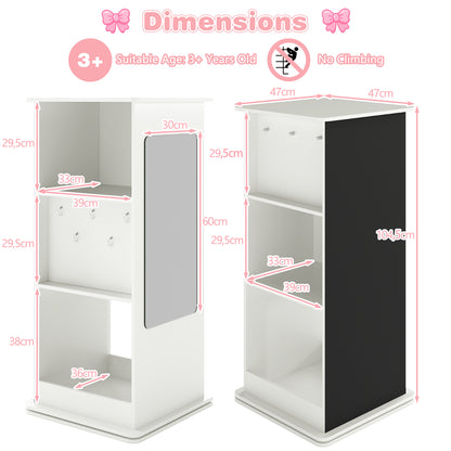 Boekenrek Kind – Kinderboekenkast – Boekenplank – Opbergkast – Speelgoedkast – Draaibaar 360° – MDF Hout – Krijtbord & Ophanghaken – 3 Niveaus – Ruimtebesparend