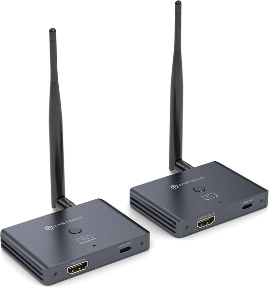 Draadloze HDMI-zender en -ontvanger, HDMI Draadloze Transmissie Loop-out, 100m/328 FT, 2,4 G+5,8 G, 4K-decodering 1080P@60Hz-uitgang, Streaming Video's van Laptop, Camera's Naar TV, Projector, Monitor