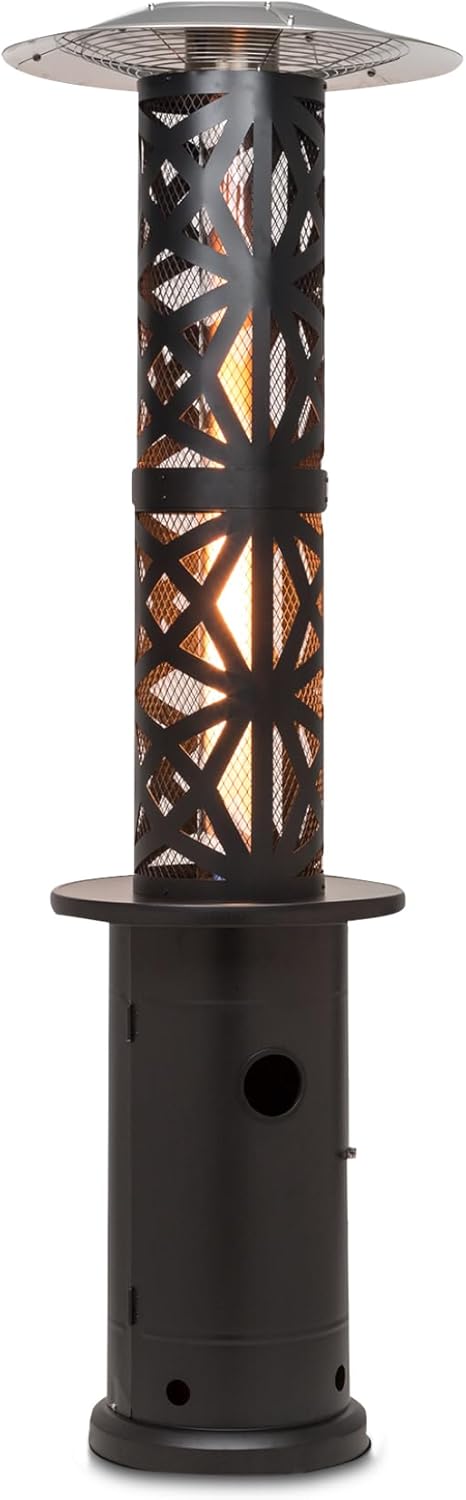 blumfeldt Goldflame Style - terrasverwarmer, buitenverwarming, gas terrasverwarmer, verwarmingsvermogen: 11,2 kW, 360 ° zicht, incl. tafel, met slang en drukregelaar, zwart