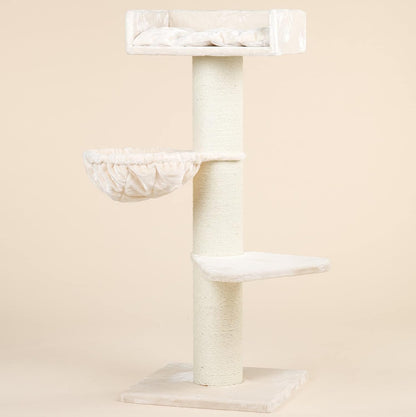 Krabpaal – Krabboom – Kattenmeubel – Klimpaal – De Luxe – Extra Stevige 20 cm Sisalstammen – Royale Hoogte 158 cm – Crème Kleur
