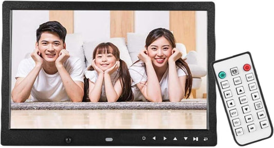 ASHATA Digitale fotolijst met 13 inch LED-display, draagbaar, digitale fotolijst, HD 1080p, draagbaar, voor muziekspeler, ondersteunt geheugenkaarten tot 32 (zwart)