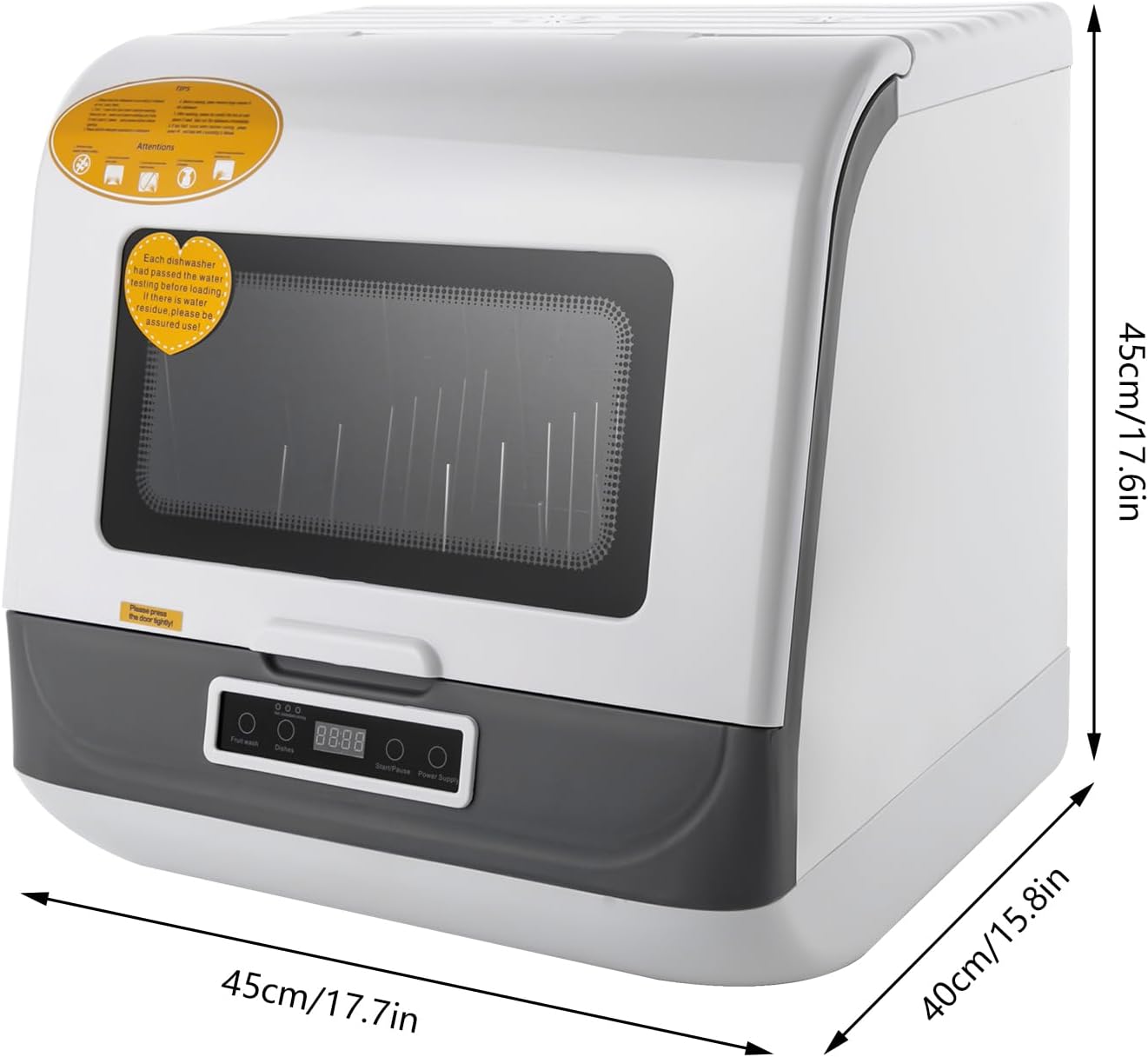 Tabletop Dishwasher, Multifunctional Dishwasher with 3 Washing Modes, Mini Dishwasher without Installation with 2 Drying Methods, Camping Dishwasher, Bottom Spray, Touch, White