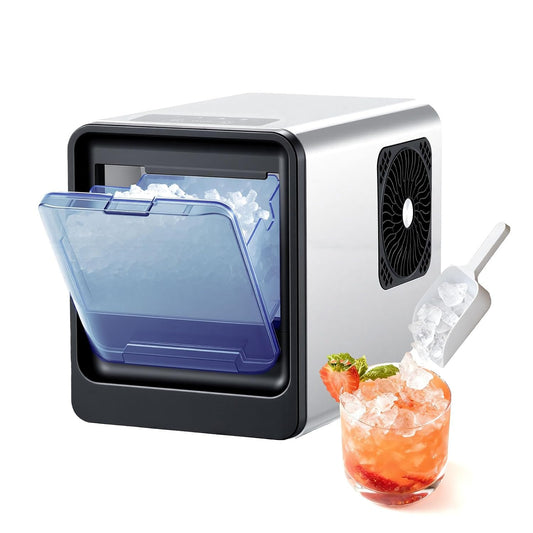VEVOR Tafelijsmachine, 15 kg per dag, zelfreinigende ijsblokjesschaal met schepje, ijsblokjesmachine voor thuis, keuken, kantoor, bar, party, drankjes
