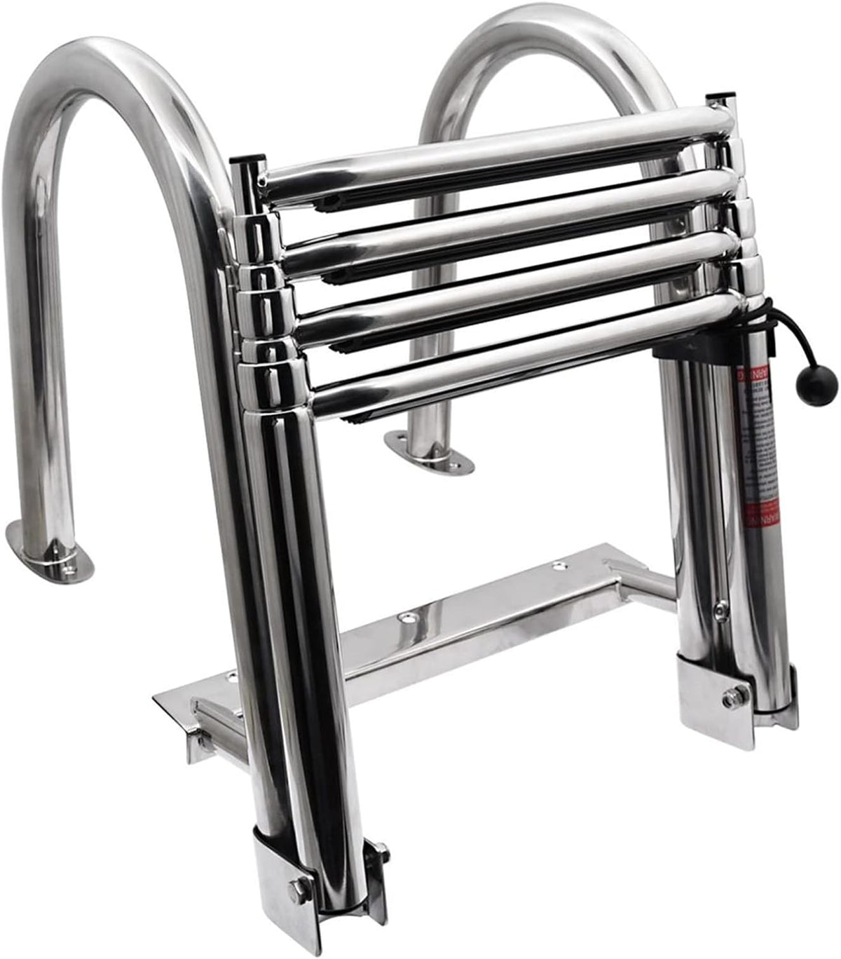 KAOLALI Ponton Bootladder, 4 treden, opvouwbaar, roestvrij staal, marine achterinstap, telescopische ladder met brede treden, zwemdekladder met pedaal, polsen, laadcapaciteit 200 kg