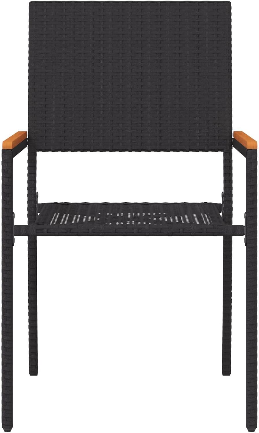 Stackable Garden Chairs Set of 2 Rattan, Polyester, Black for Patio, Balcony, Outdoor Furniture, Comfortable and Durable, Space-Saving Design - QUORE