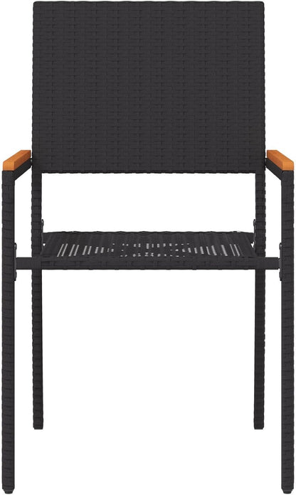 Stackable Garden Chairs Set of 2 Rattan, Polyester, Black for Patio, Balcony, Outdoor Furniture, Comfortable and Durable, Space-Saving Design - QUORE