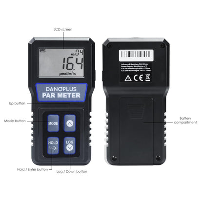 Quantum PAR Meter, Waterdichte PAR Meter voor Rif Tank Aquarium Planten IP68 Quantum Sensor Full-Spectrum PPFD Meter Data Logger, 79“ Kabel en 37” Stevige Telescopische Pool inbegrepen