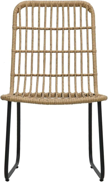 Festnight Set van tafel en stoelen, 3-delig, tuinmeubelen voor buiten, synthetische rotan, eikenkleur - QUORE