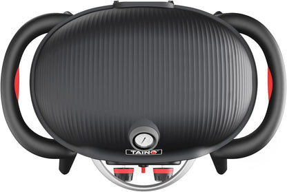 TAINO KENAI Gas Barbecue for Camping, Table Grill, Balcony Grill, Gas, Outdoor Kitchen, Thermometer, Aluminium Casting, Black - QUORE