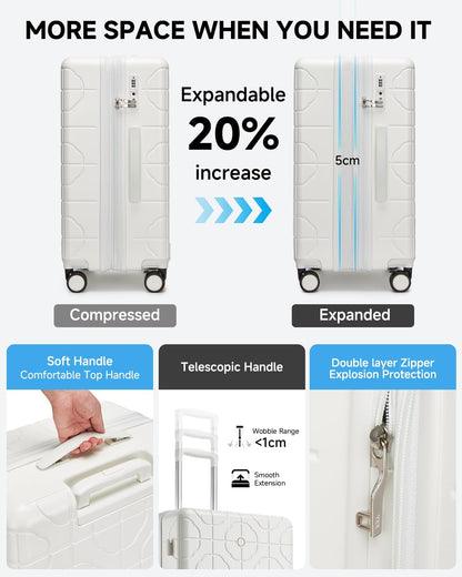 Sea choice Kofferset 3-delig Hardshell Uitbreidbaar Reiskoffer Polycarbonaat Lichte Trolley Rollkoffer Hardshell Bagageset M/L/XL, met Spinnerwielen TSA Goedkeuring Slot en 4 Wielen