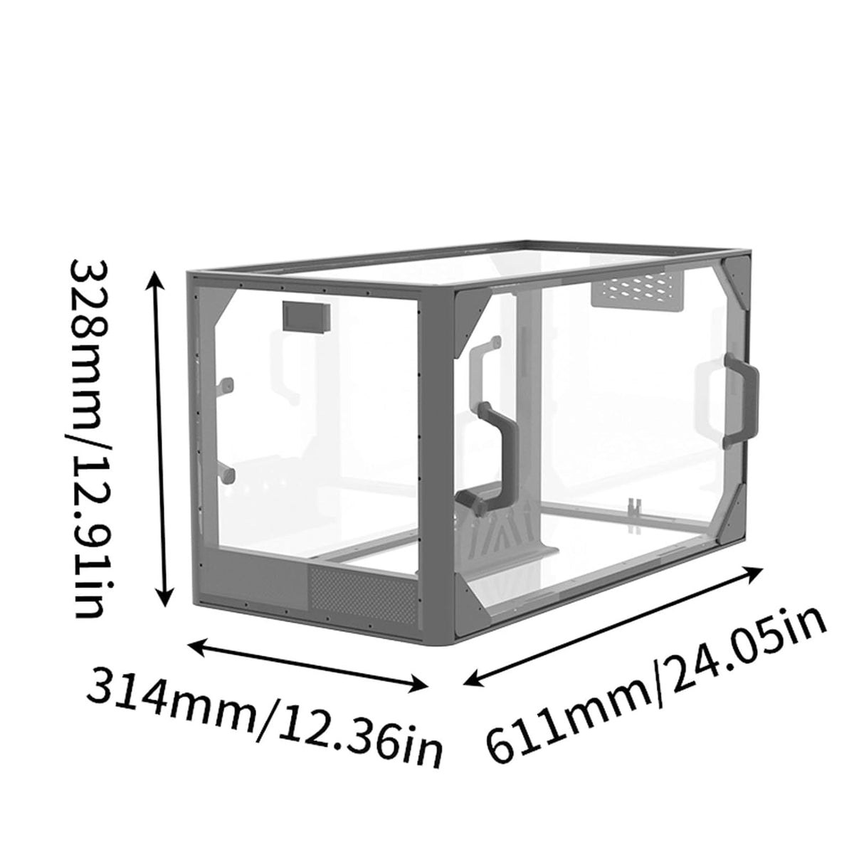 3D-printerbehuizing – 3D-printerkast – Acryl Behuizing – Printer Bescherming – 3D Printer Omhulsel – Transparant Acryldeksel – Stofbestendig en Droog – Ingebouwd LED-Display