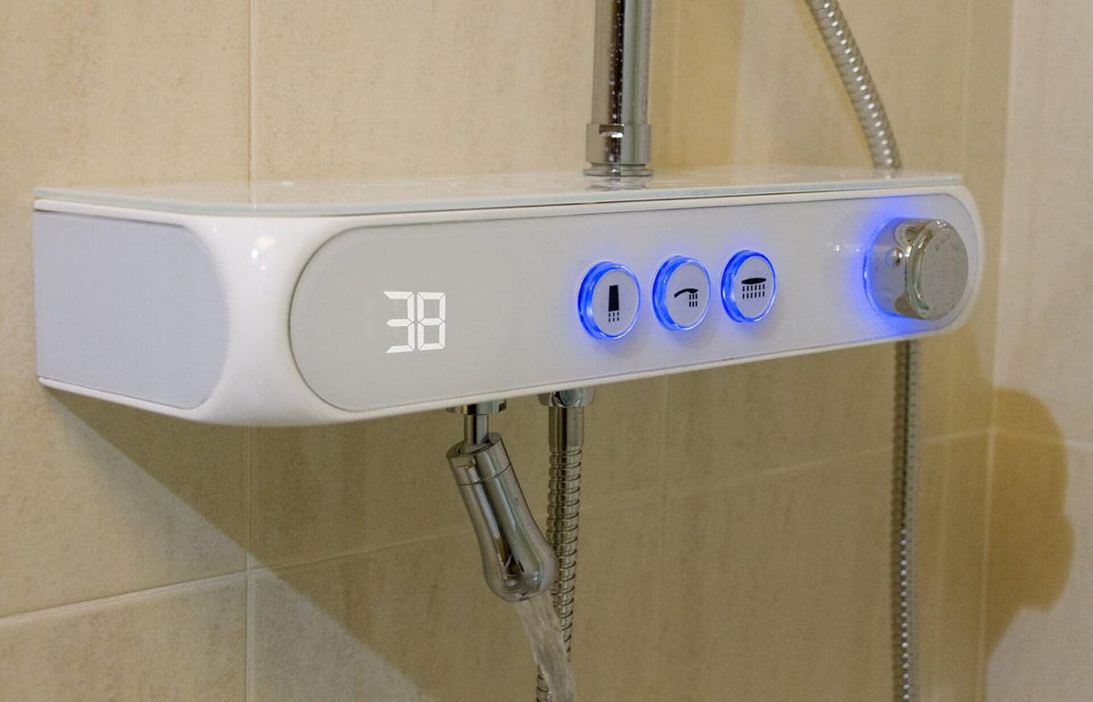 Douchecabine – Doucheset – Douchekolom – Thermostaatkraan – Handdouche – Thermostatisch Display – Chroom – 80 x 130 cm