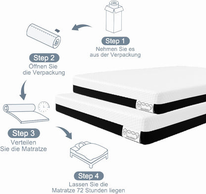 matras 140x200cm 20 cm hoog, gel traagschuim matras, koudschuimmatras met 7 comfortzones, hardheid H2 super zacht, tweepersoonsmatras, duurzaam en comfortabel (140x200x20 cm)