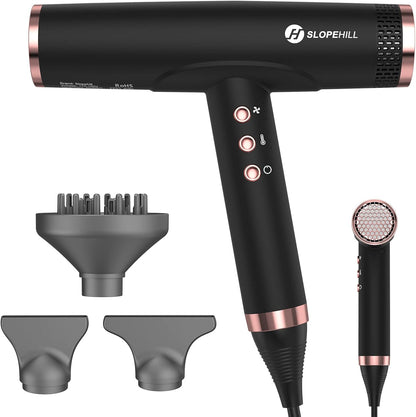 Ionen Föhn Mat Zwart – Haardroger – Reisföhn – Salonföhn – Föhn Met Diffuser – 2000 W Borstelloze Motor – 320 g Lichtgewicht