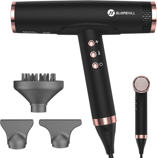 Ionen Föhn Mat Zwart – Haardroger – Reisföhn – Salonföhn – Föhn Met Diffuser – 2000 W Borstelloze Motor – 320 g Lichtgewicht