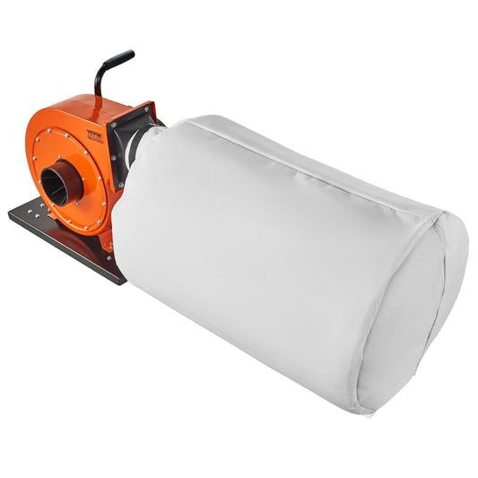 VEVOR Stofafscheider, luchtstroom 1HP 460 CFM, 80 l stofopvangzak, 2,5 μm zakfiltratie, mobiele houtstofcontainer voor industriële werkplaats met handvat en wielen