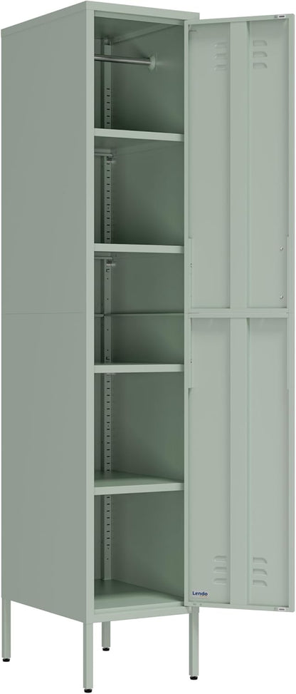 Locker Cabinet Metal 35x50x180cm / 90x50x180cm – Storage Cabinet with Adjustable Shelves, Steel Wardrobe/Wardrobe Industrial (Green, 35x50x180cm (LxWxH)) - QUORE