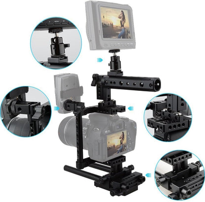 CAMVATE Camera Cage Rig Top Handvat Statief Mount Plaat voor Nikon Sony Panasonnic (rood)