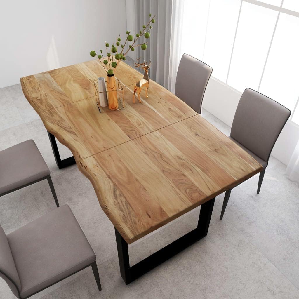 vidaXL Solid Acacia Wood Dining Table Table Kitchen Table Dining Table Tables Furniture Dining Table Dining Tables Kitchen Dining Tables Dinner Kitchen Dining Table