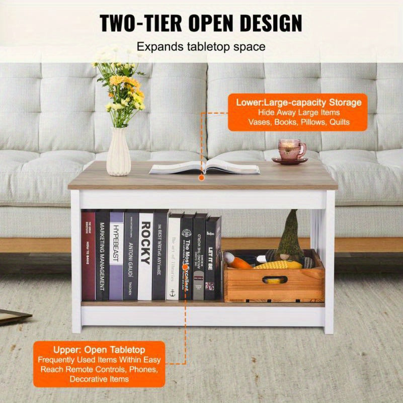 Salontafel – Koffietafel – Woonkamertafel – Bijzettafel – Tafel – Landelijke Stijl – Compact 31 x 12,7 cm – Hout Met Open Opbergvak