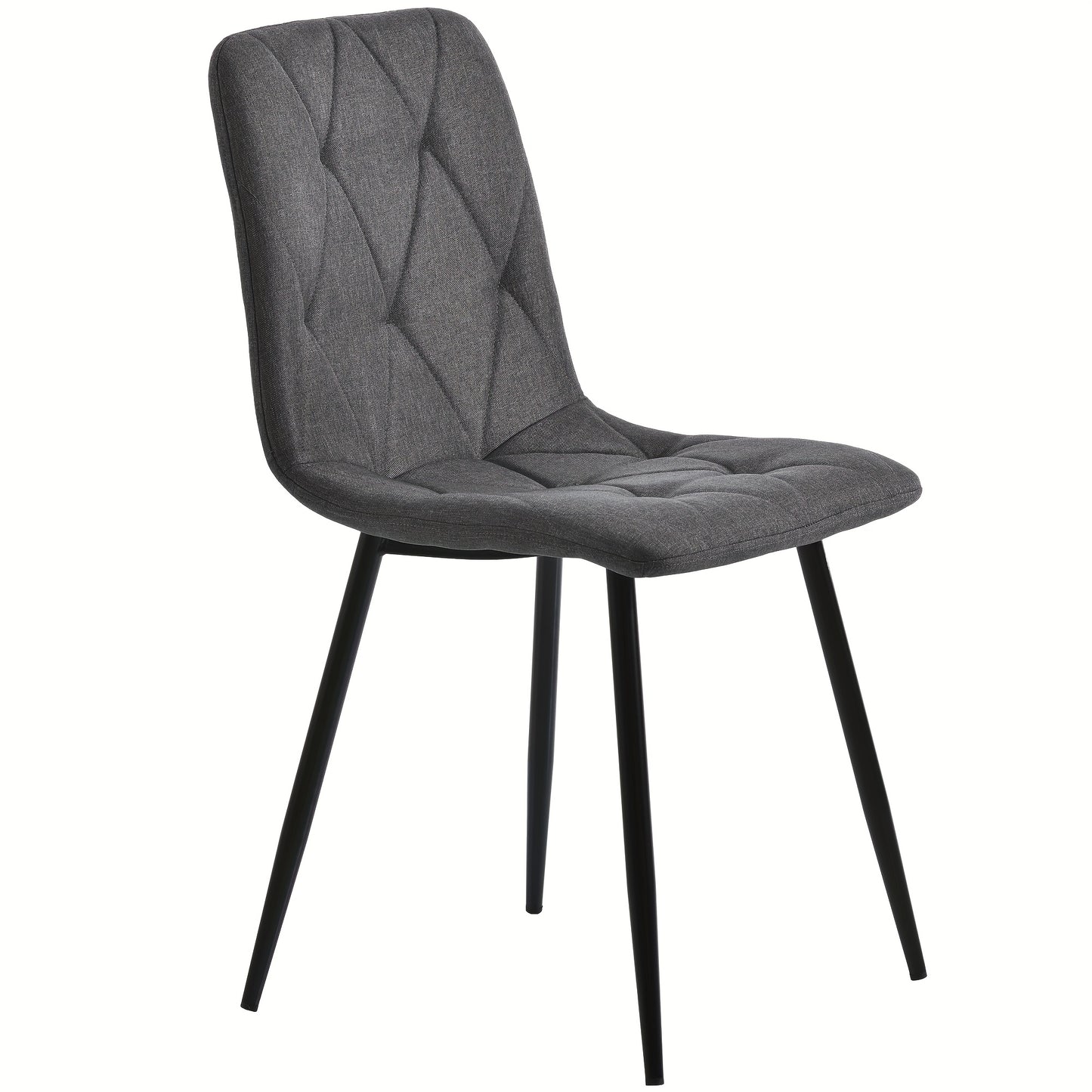 Eetkamerstoelen – Stoelen – Dinersets – Zithoeken – Stoelenset – Donkergrijs – Metalen Frame – Linnen Zitting – Ergonomisch Ontwerp – Stevige A-vormige Poten