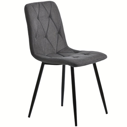 Eetkamerstoelen – Stoelen – Dinersets – Zithoeken – Stoelenset – Donkergrijs – Metalen Frame – Linnen Zitting – Ergonomisch Ontwerp – Stevige A-vormige Poten