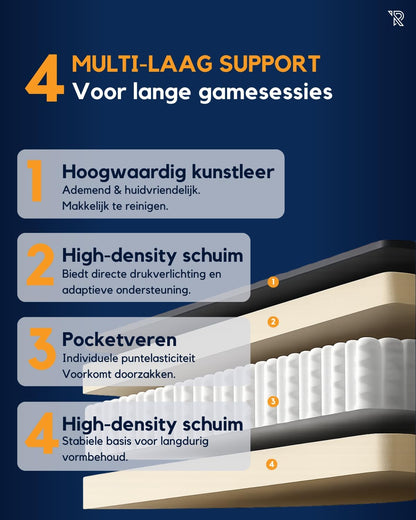Felix gamestoel - 360° bureaustoel, Verstelbare Armleuningen, Verstelbare Rugleuning, Afneembare en verstelbare kussens, Ergonomische Gaming Chair, Stabiel Metalen onderstel, Gaming Stoel - Wit