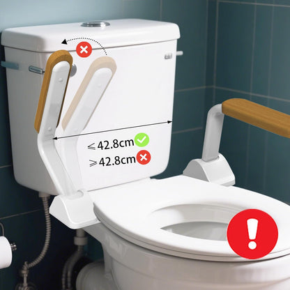 Opvouwbaar Toiletheup Veiligheidsframe，Verstelbaar Stabloos Stuur voor Senioren - Makkelijk te Monteren & Vaste Constructie (Hout)
