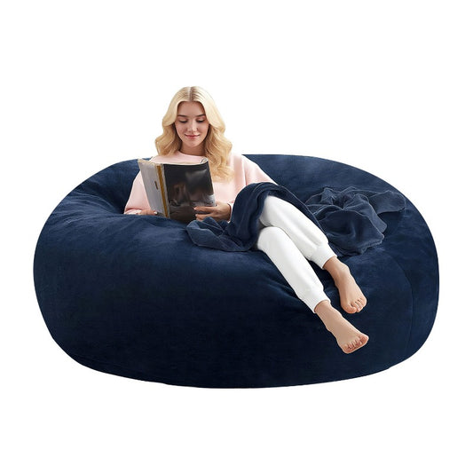 Zitzakstoel – Zitzak – Fauteuil – Stoel – Loungestoel – Grote Afmeting 127x127x63,5 cm – Memory Foam Vulling – Pluizige Polyester Bekleding – Apricot