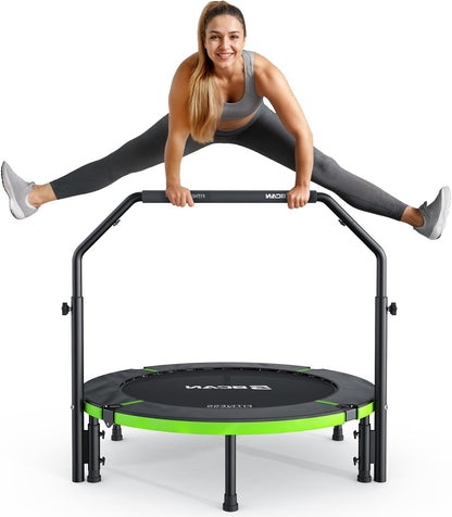 Mini Trampoline – Rebounder – Fitness Trampoline – Springkussen – Trainingsspringen – Verstelbare Handgreep – Inklapbaar & Stevig Frame 102 cm – Draagkracht 150 kg - QUORE