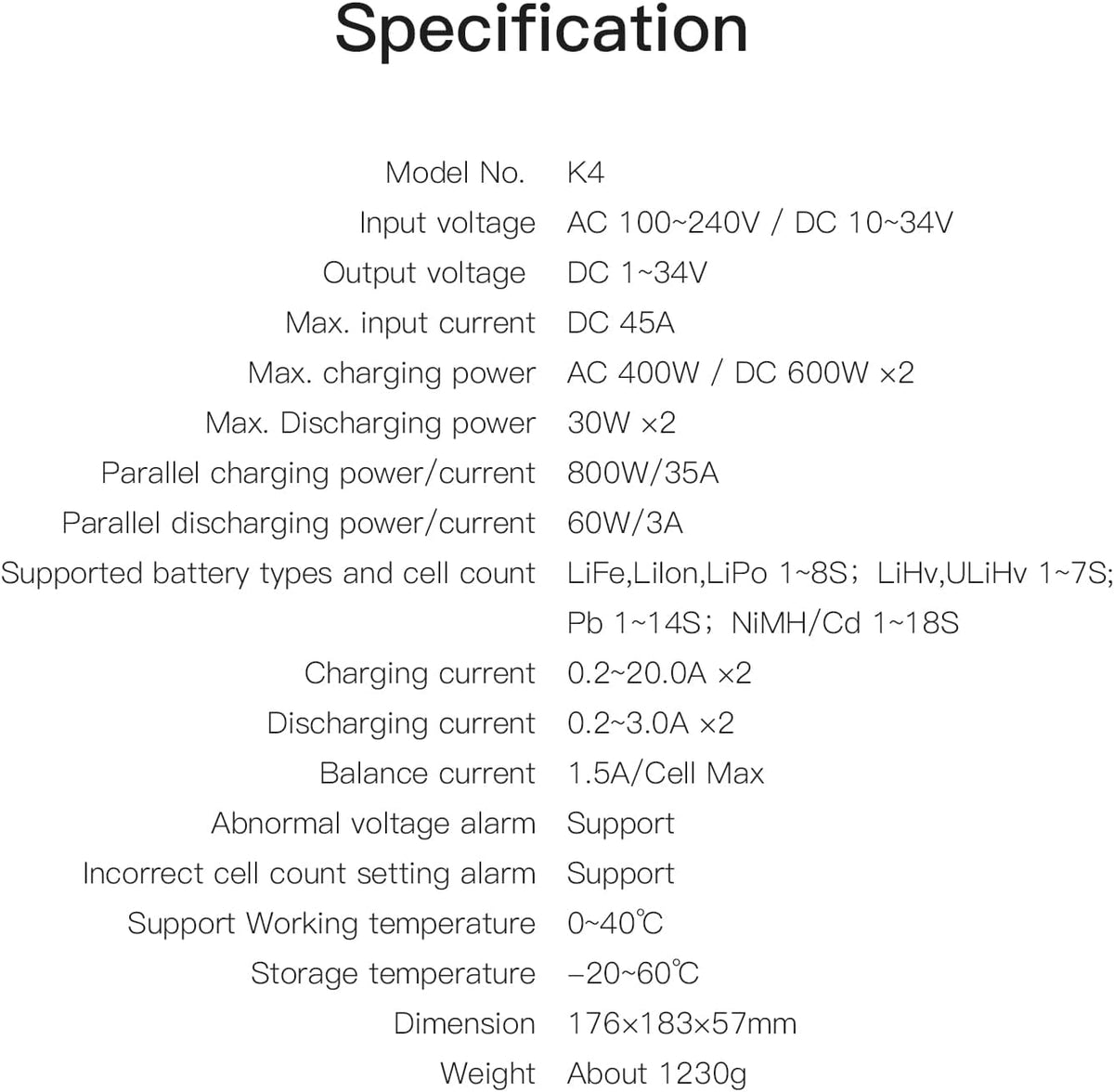 ISDT K4 Lipo acculader AC 400W / DC 600WX2 oplader Balance ontlader voor Life/Lilon/LiPo 1-8S/LiHv/Pb/NiMH RC batterijen