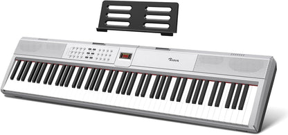 Digitale Piano Zilver – Keyboard – E-Piano – Elektrische Piano – 88-Toetsen Keyboard – 88 Gewogen Hammer Action Toetsen – 900 Klanken & 128-Stemmige Polyfonie