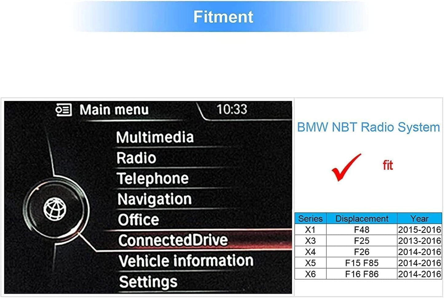 Ninetom Apple Carplay Draadloze adapter, decoder voor BMW NBT-systeem, X1, X3, X4, X5, X6-serie 2012-2016 jaar, ondersteunt draadloze Android Auto, Mirrorlink, GPS-navigatie, Siri, achteruitrijcamera