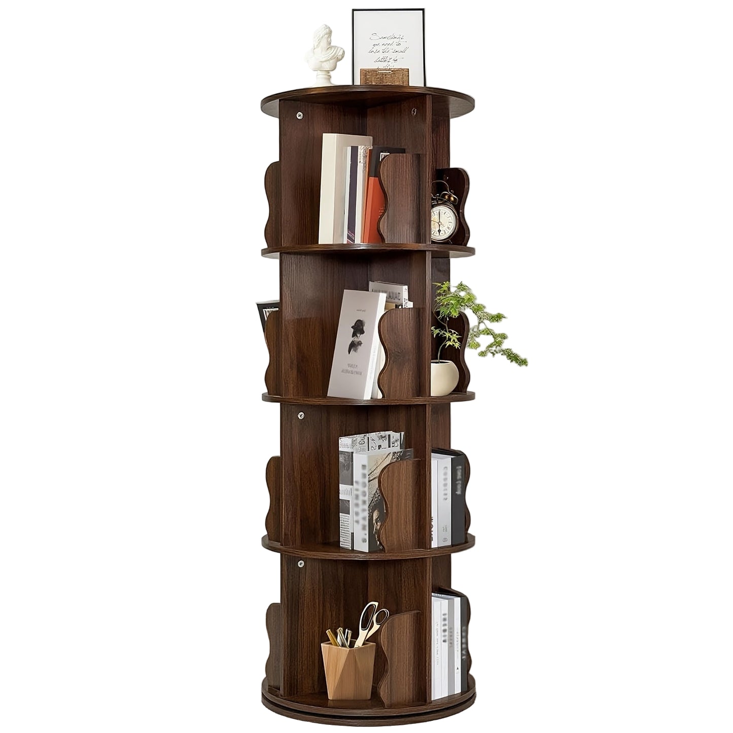 Boekenkast – Boekenrek – Opbergkast – Vakkenkast – Stellingkast – 360° Draaibaar – Stabiel Metaal Met Houtlook