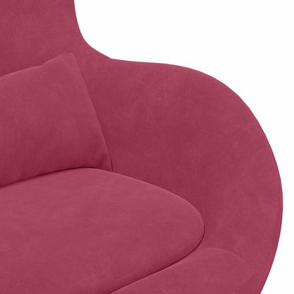 Draaifauteuil – Relaxfauteuil – Fauteuil – Lounge Stoel – Leunstoel – Wijnrood Zonder Voetenbankje – Zachte Fluweel Bekleding – 360 Graden Draaibaar