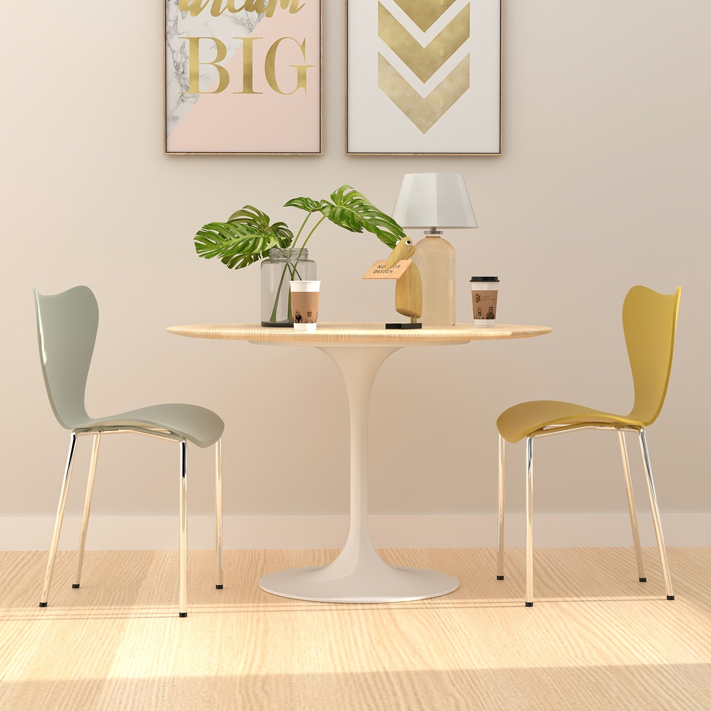 Eetkamerstoelen – Stoelen – Kuipstoelen – Keukenstoelen – Stapelstoelen – Set Van 4 – Zwaar Belastbaar PP Plastic – Metalen Poten