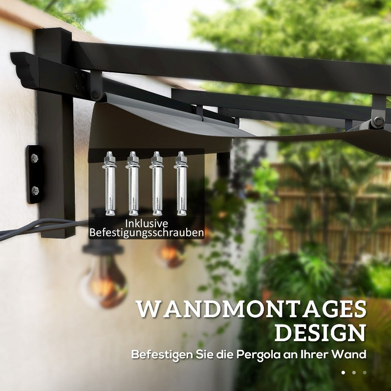 Pergola – Tuinpaviljoen – Terrasoverkapping – Prieel – Overkapping – Verstelbare Zonwering 3 Standen – Stevig Aluminium 3x3m Donkergrijs
