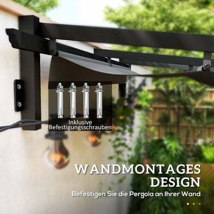 Pergola – Tuinpaviljoen – Terrasoverkapping – Prieel – Overkapping – Verstelbare Zonwering 3 Standen – Stevig Aluminium 3x3m Donkergrijs