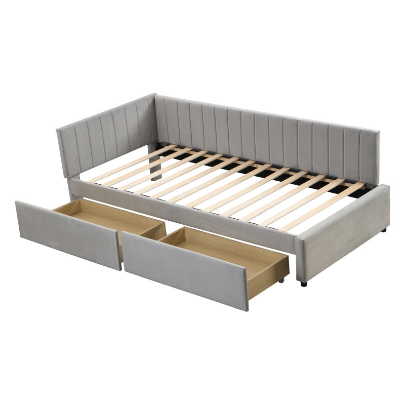 Upholstery Bed Sofa Bed 90200 Multifunction Bed with 2 Large Storage Space Drawers And Slatted Frame Skin -Friendly Velvet