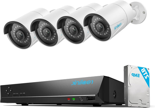 5MP PoE Beveiligingsset – Bewakingscamera – CCTV Systeem – IP Camera Set – Beveiligingscamera – 30m Nachtzicht – 2TB Opslag met Intelligente Bewegingsdetectie