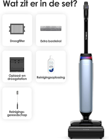 Tineco Floor One S9 Artist nat-droog stofzuiger, 22kPa, 360° SmoothDrive, anti-klit, zelfreinigend, 50 minuten werktijd, reinigen met dubbele rand, 180° Lay-Flat, Flashdry bij 85°C