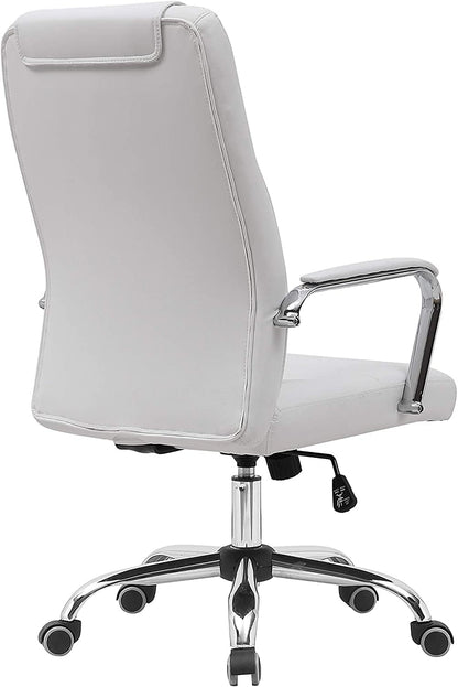 Gardenia Bureaustoel van xenon-kunstleer, verchroomd, wit, 59 x 67 x 105/113