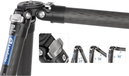 Leofoto - Ranger - Carbon Statief - Max. Hoogte: 48 cm - Min. Hoogte: 8 cm - Benen verstelbaar in 3 Hoeken - Ideaal voor Macrofotografie - LS-365C