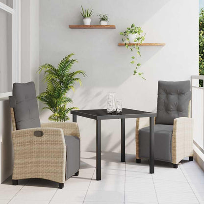 vidaXL Garden Dining Table Set with Cushion 3 pcs Beige Poly Rattan, Garden and Terrace, Stylish Steel Dining Set, Durable Outdoor Furniture with Comfortable Seating - QUORE