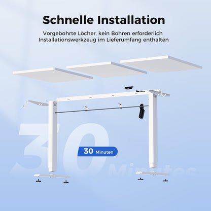 Agilestic In hoogte verstelbaar bureau 120 x 60 cm, stabiel bureau met elektrische hoogteverstelling en handmatige bediening met geheugen, ergonomisch bureau om staand of zittend te werken, wit