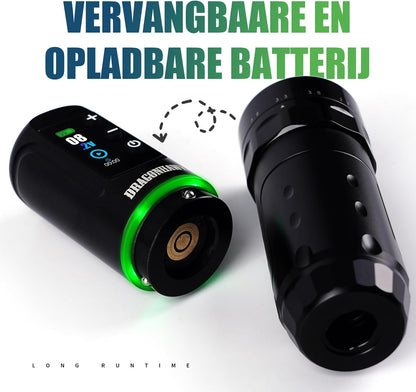 Draadloze Tattoo Machine – Tattoo Pen – Tattoo Set – Tattoo Gun – Tattoo Apparatuur – 7 Verstelbare Slaglengtes – 2x 2000 mAh Batterijen