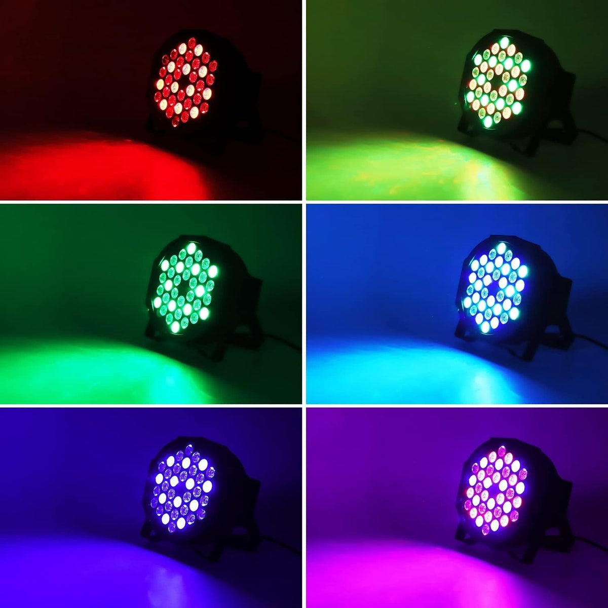 HOLDLAMP 4 Pcs LED Par with Bag, Stage Lighting RGB 36 LED Stage Lights Support Remote Control and DMX-7CH Control with Dual Holder for DJ, Party, Wedding, Concert, Club, Bar - QUORE