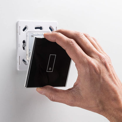 iotty E1 PLUS Wi-Fi slimme schakelaar voor lampen en deuren, compatibel met Google Home, Alexa en Siri, IOS en Android app, verlicht glaspaneel, temperatuur- en helderheidssensoren